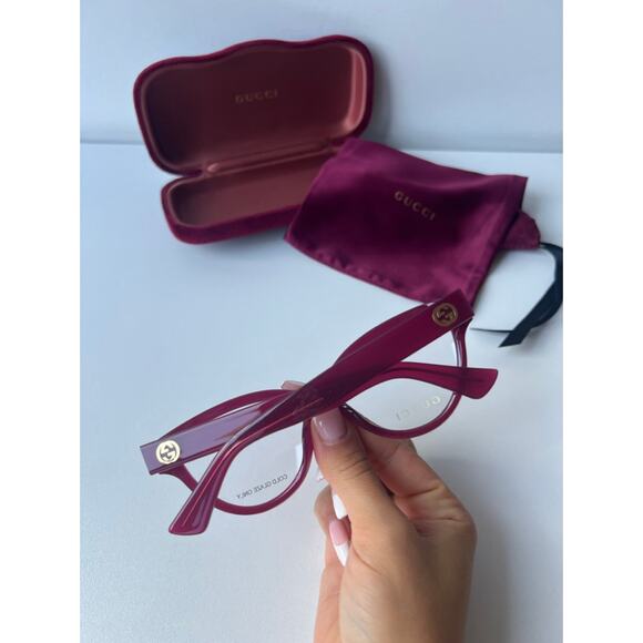NEW Gucci GG1581O Raspberry Red Cat Eye Eyeglasses Frames - Picture 4 of 8